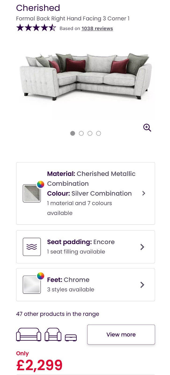 DFS Cherished Corner Sofa In Grey RHF