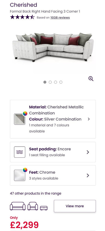 DFS Cherished Corner Sofa In Grey RHF