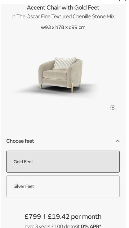 Sofology The Oscar Accent Chair in Fine Textured Chenille Stone Mix