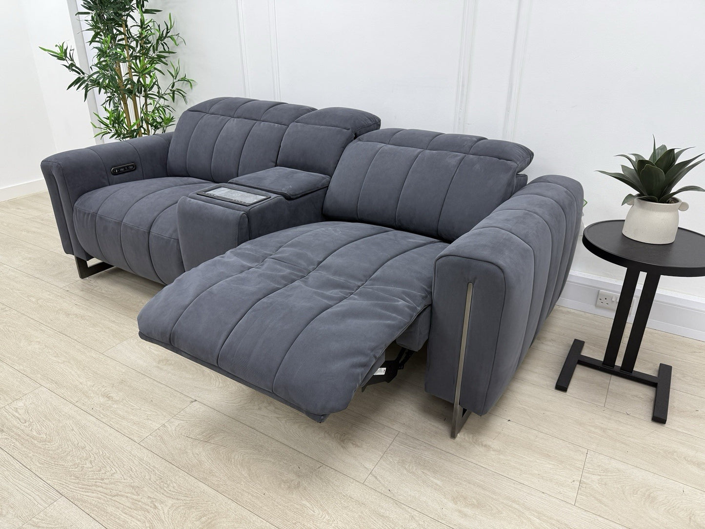 Sofology The Paramount 2.5 Seater Sofa Recliner/Headrest In Nubuck Charcoal