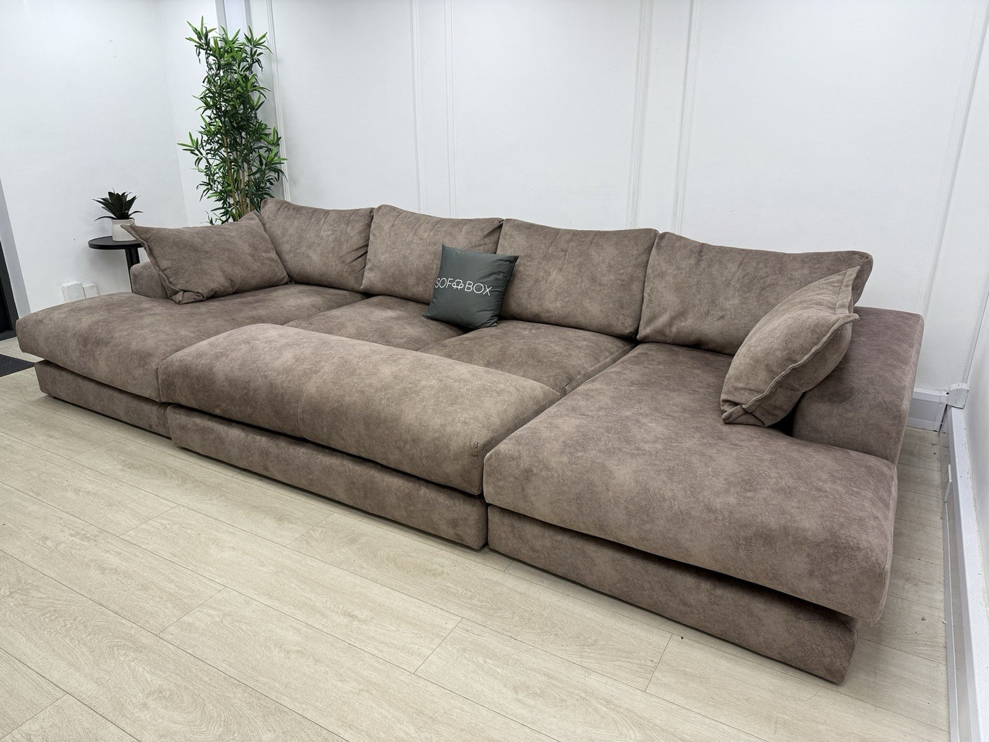 DFS Rest Large Double Ended Chaise Sofa & Bench Stool In Chocolate