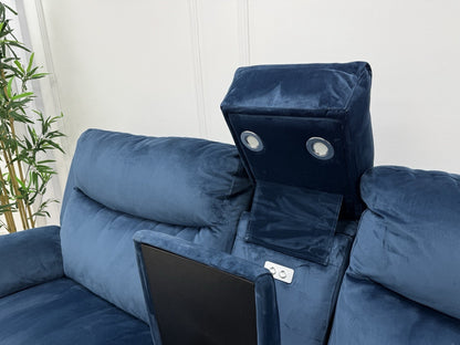 DFS Trek Velvet Corner Sofa In Blue