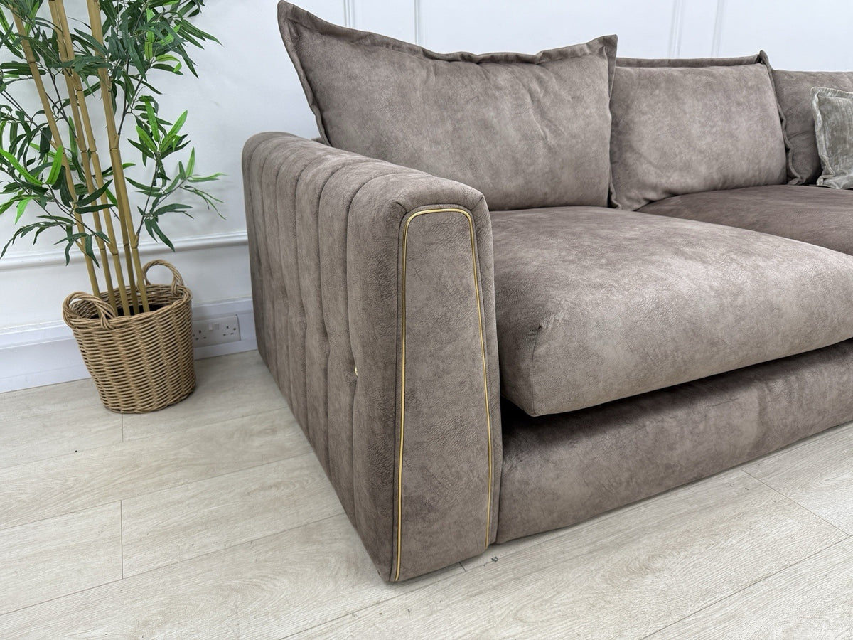 DFS Devine Corner Sofa In Chocolate Fabric