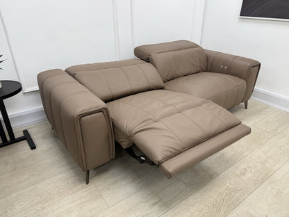 DFS Torren 3 Seater Power Recliner Sofa & Chair Set In Borelli Fawn Leather