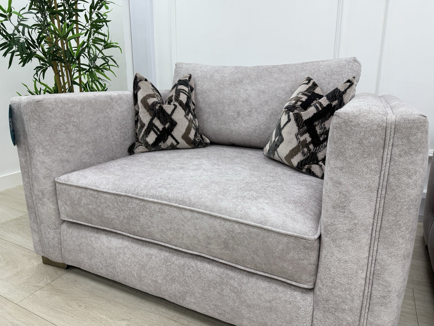 Sofology Titan Fabric Loveseat Full Back in Marina Stone/Stone Mix