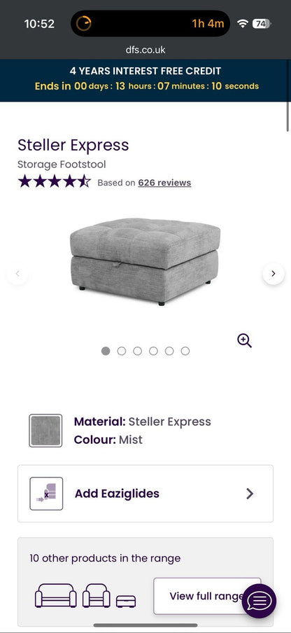 DFS Steller Storage Footstool In Mist Grey
