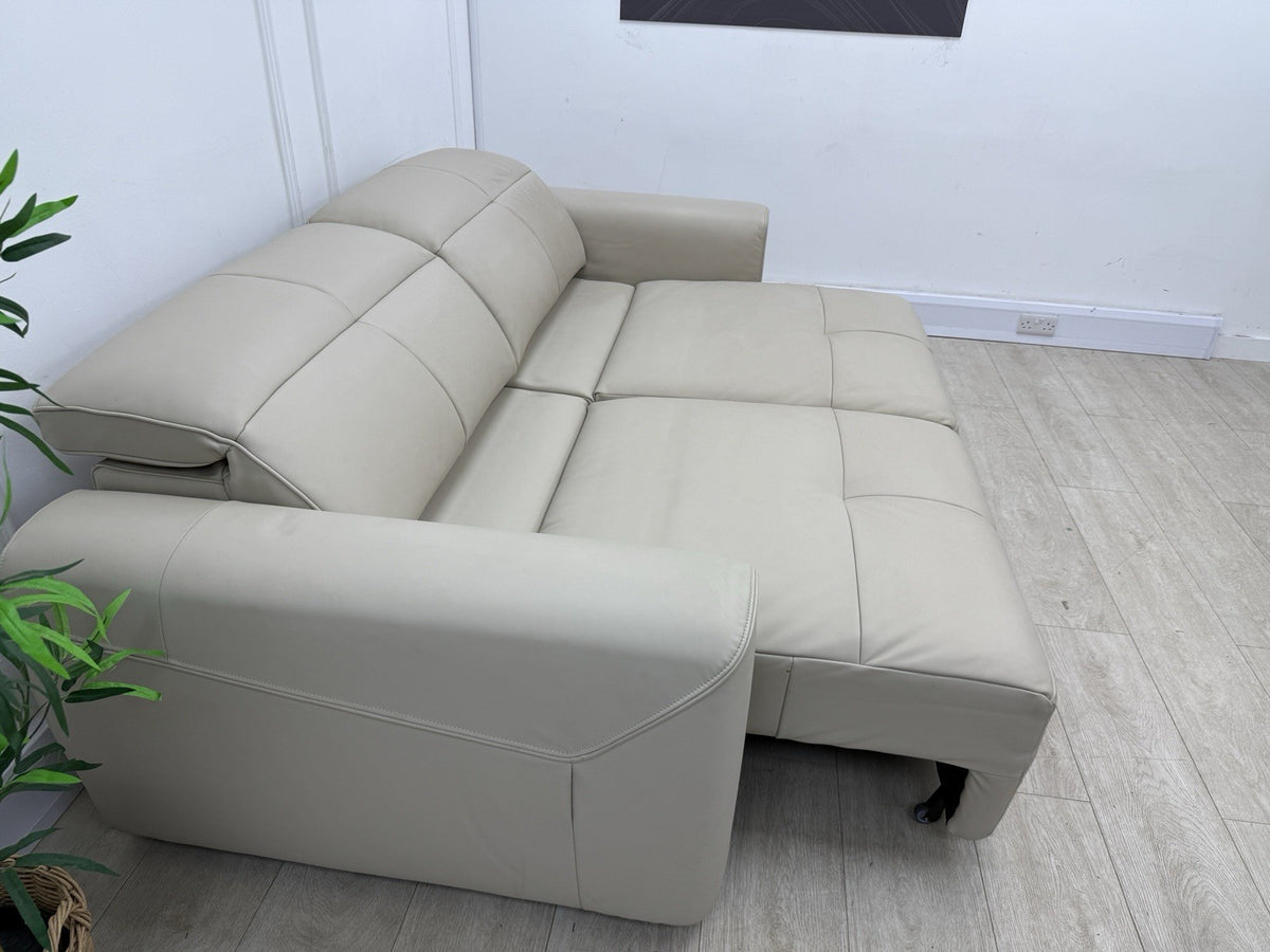 Sofology The Riviera 3 Seater Motion Chaise Recliner Sofa In Stone Leather
