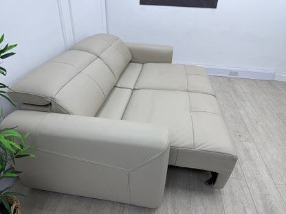 Sofology The Riviera 3 Seater Motion Chaise Recliner Sofa In Stone Leather