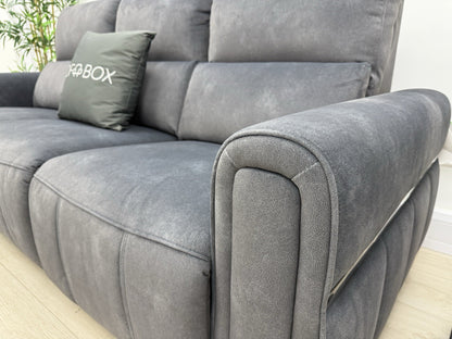 Sofology The Ravello 3 Seater Sofa Recliner/Headrest/Lumbar In Charcoal Fabric