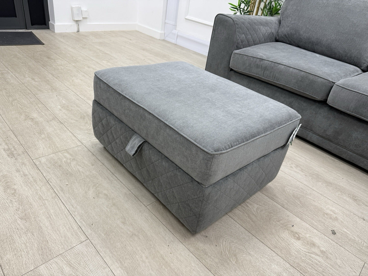 DFS Orka Storage Footstool In Graphite Grey Fabric