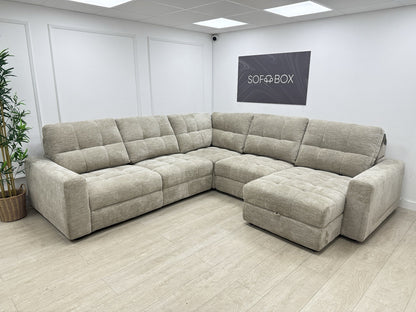 DFS Steller Power Recliner Corner Sofa In Nuova Taupe Fabric