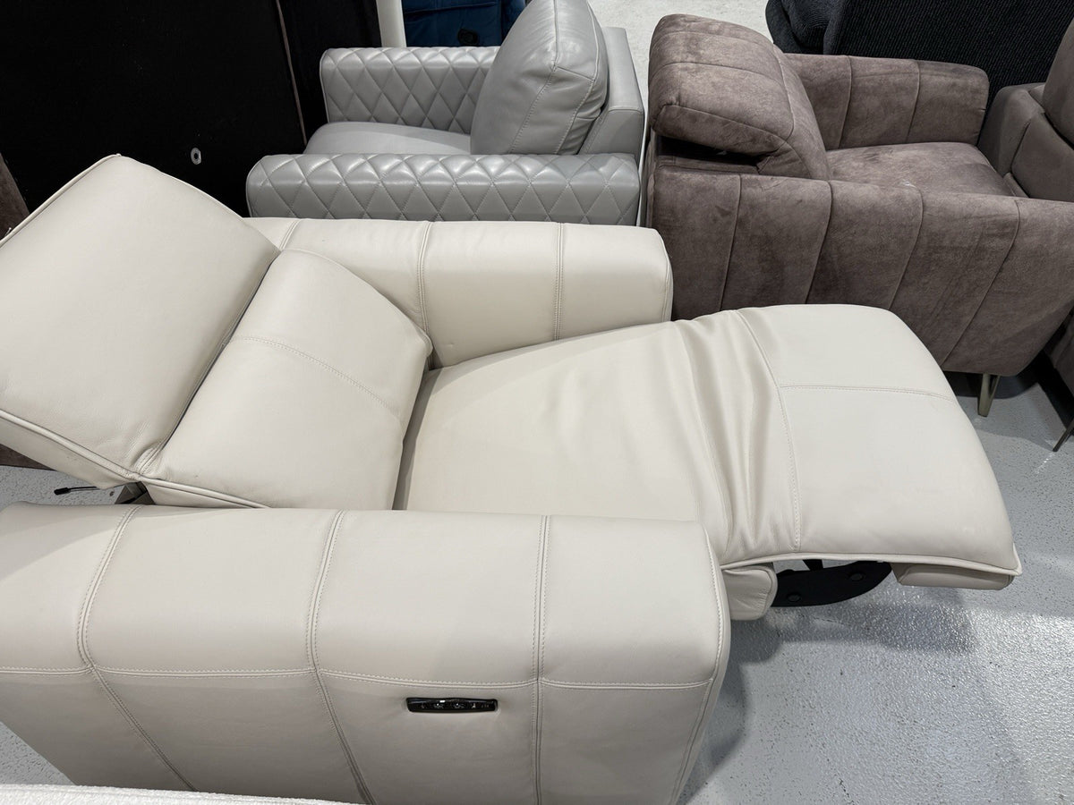 DFS Alivia Power Recliner Chair In Borelli Frost Leather