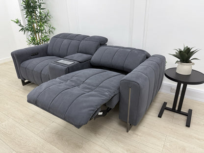 Sofology The Paramount 2.5 Seater Sofa Recliner/Headrest In Nubuck Charcoal