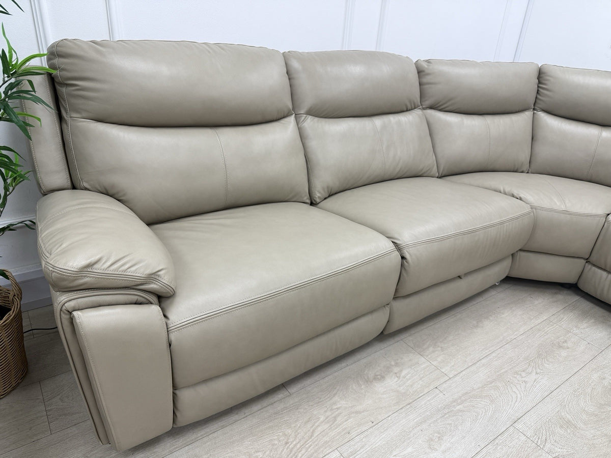DFS Trek Power Recliner Corner Sofa In Taupe Leather