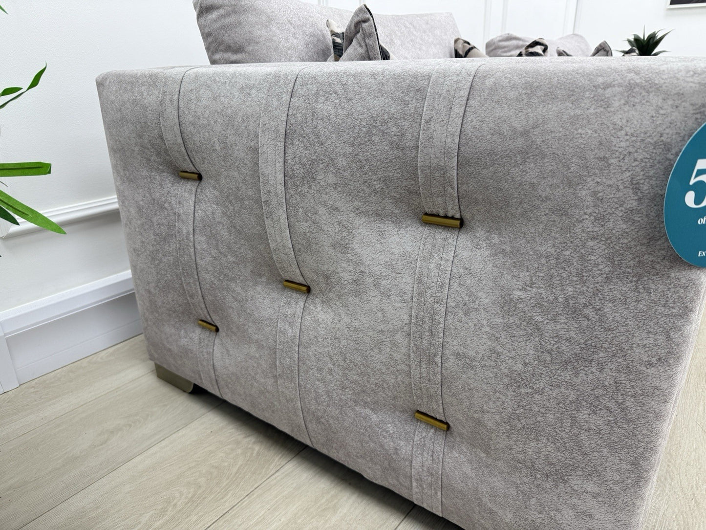 Sofology Titan Fabric Loveseat Full Back in Marina Stone/Stone Mix