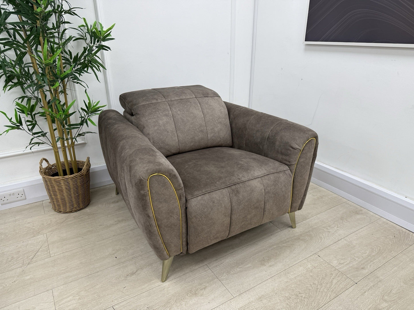 DFS Lidia Power Recliner Chair In Mayson Truffle Fabric