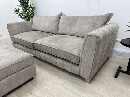 DFS Cherished 4 Seater Grande Sofa & Footstool In Oatmeal