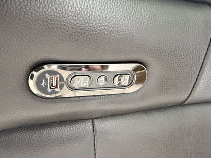 Sofology The Missouri 3 Seater Chaise Sofa & Footstool Set In Charcoal Leather