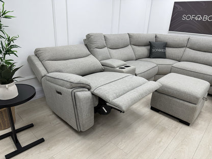 DFS Trek Storeaway Power Recliner Corner Sofa In Light Grey