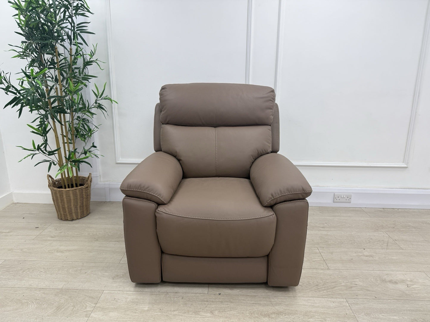 DFS Nevara Rise And Tilt Power Recliner Armchair In Brownie Leather