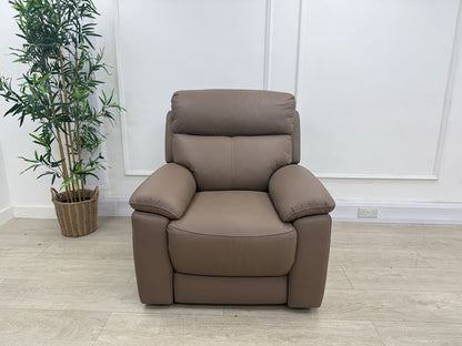 DFS Nevara Rise And Tilt Power Recliner Armchair In Brownie Leather