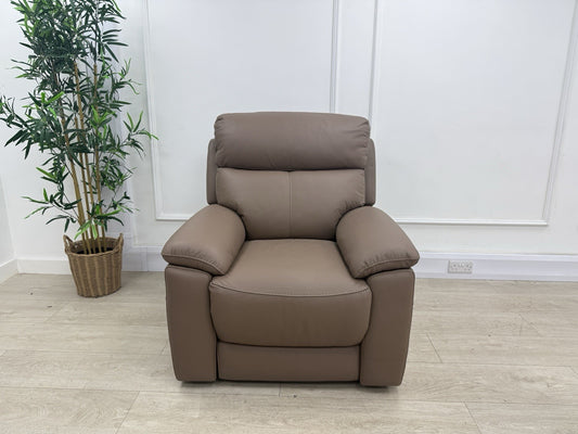 DFS Nevara Rise And Tilt Power Recliner Armchair In Brownie Leather