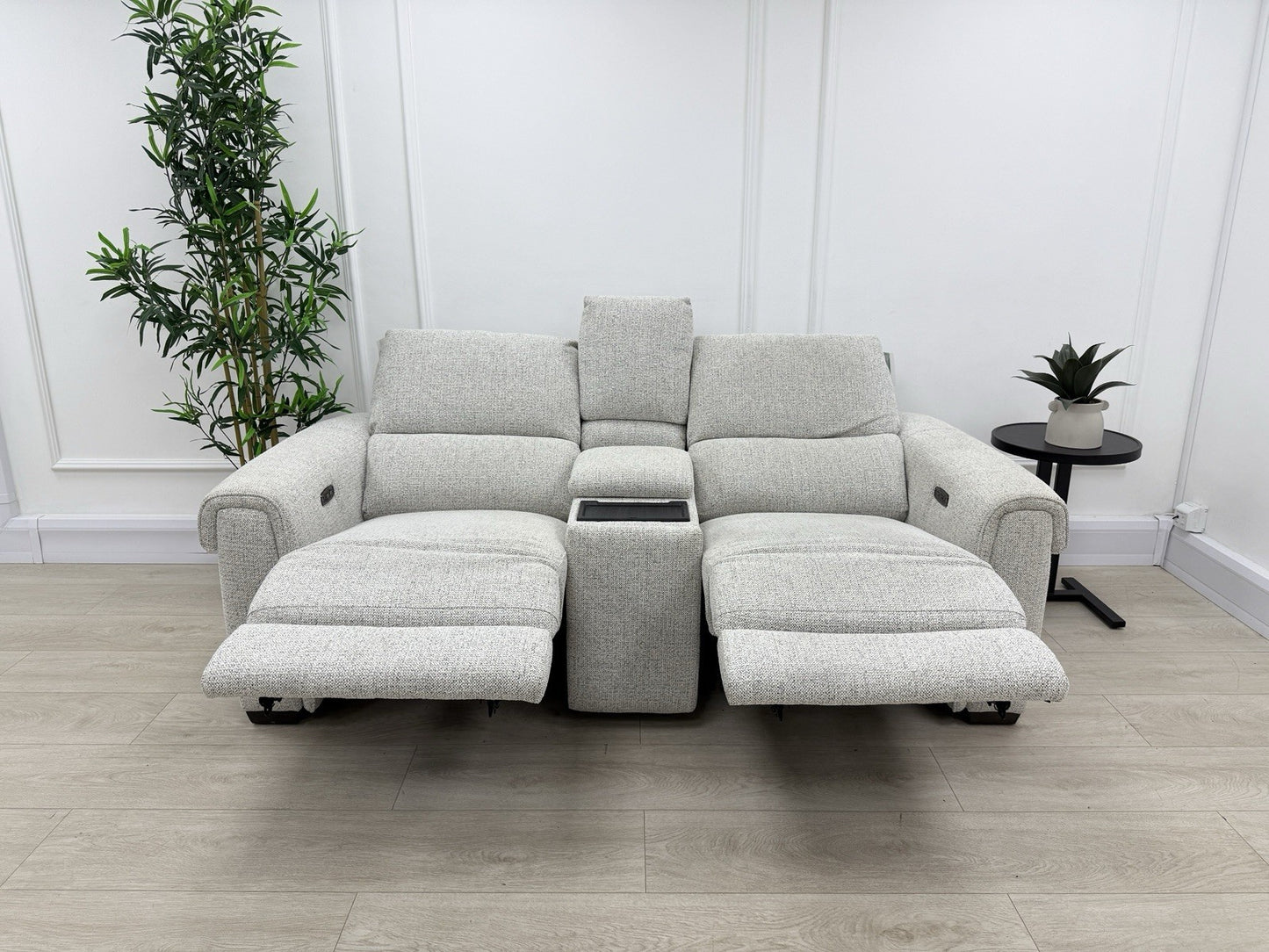 Furniture Village Nixon 2 Seater Power Recliner Sofa In Oyster Fabric