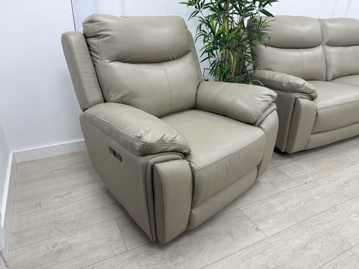 DFS Trek Power Recliner Chair In Taupe Leather