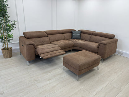 DFS Tahiti Power Recliner Corner Sofa And Footstool In Tan