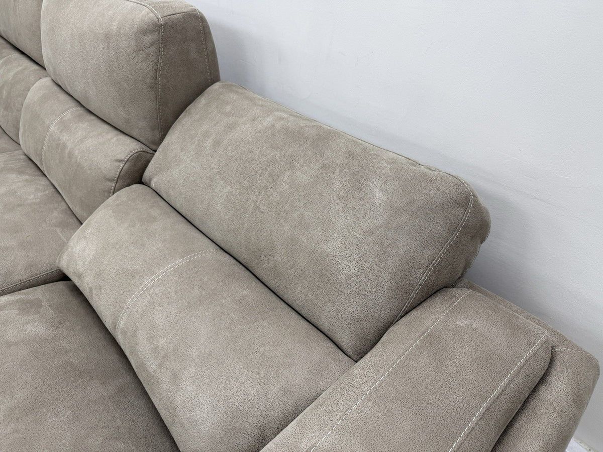 DFS San Mateo Power Recliner Corner Sofa In Stone Fabric