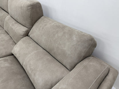 DFS San Mateo Power Recliner Corner Sofa In Stone Fabric