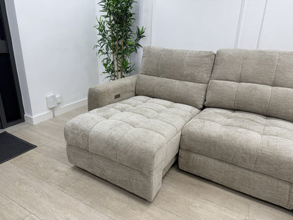 DFS Steller XL Power Recliner Chaise Sofa In Taupe Fabric