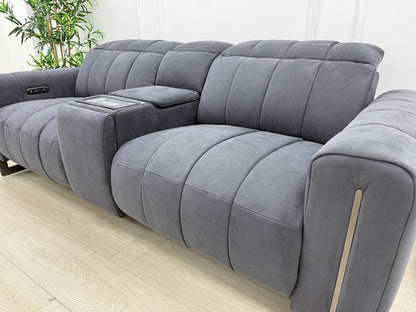 Sofology The Paramount 2.5 Seater Sofa Recliner/Headrest In Nubuck Charcoal