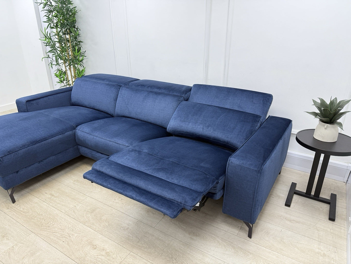 John Lewis Gradient LHF Chaise Power Recliner Sofa In Navy Chenille