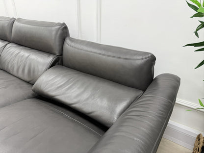 Sofology The Missouri 3 Seater Chaise Sofa & Footstool Set In Charcoal Leather