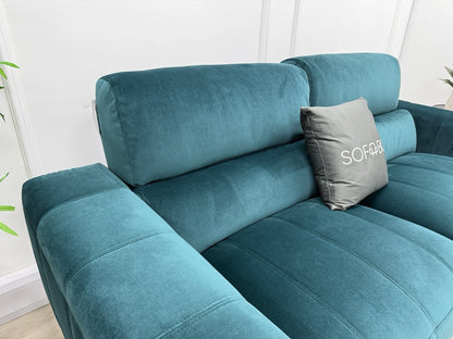 DFS Torren 3 Seater Power Recliner Sofa With Power Headrests In Teal Velvet