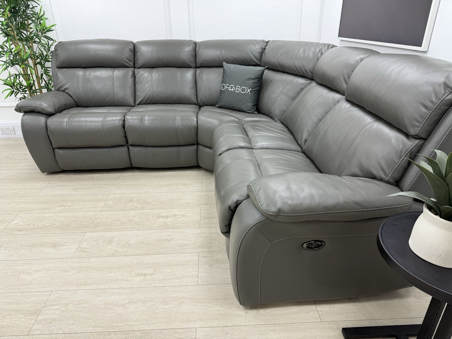 Furniture Village Moreno Power Recliner Corner Sofa In Grey Leather
