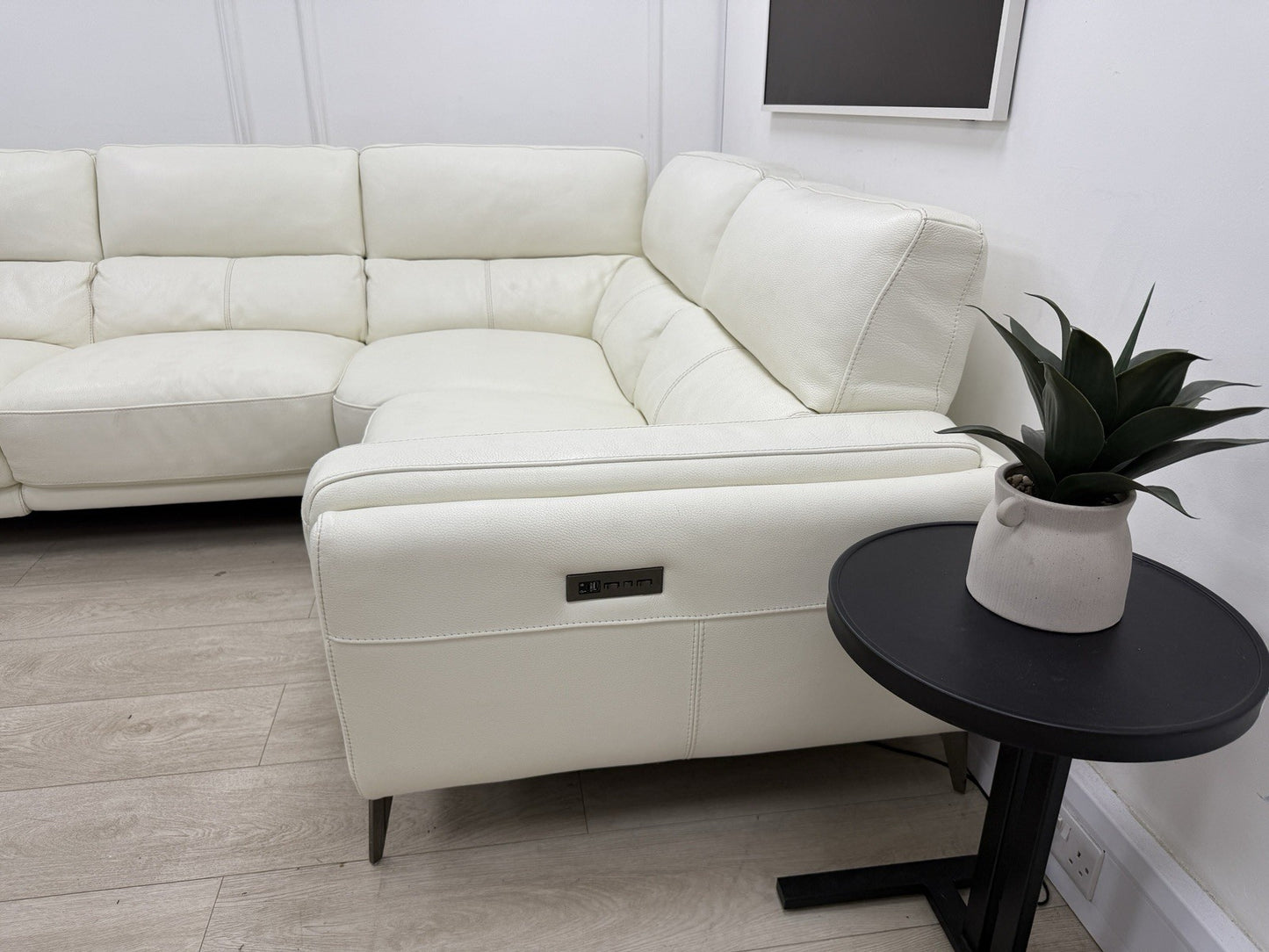 DFS San Antonio Power Recliner Corner Sofa In Snow Leather