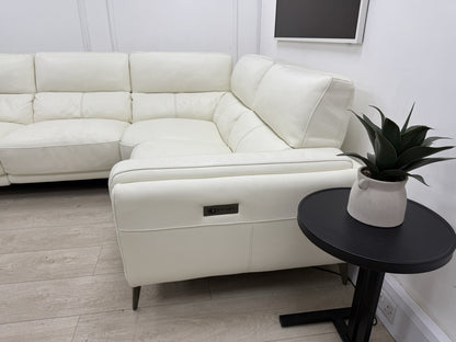 DFS San Antonio Power Recliner Corner Sofa In Snow Leather
