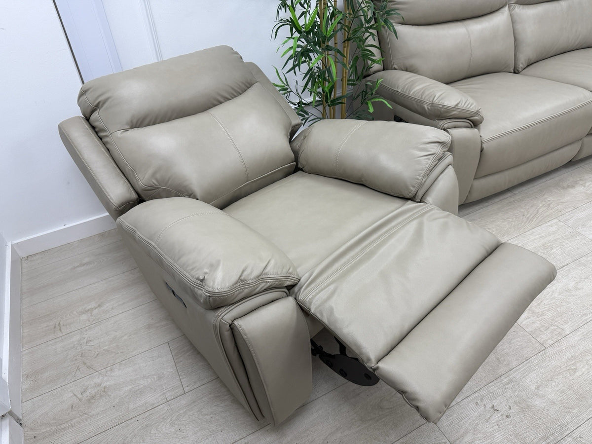 DFS Trek Power Recliner Chair In Taupe Leather
