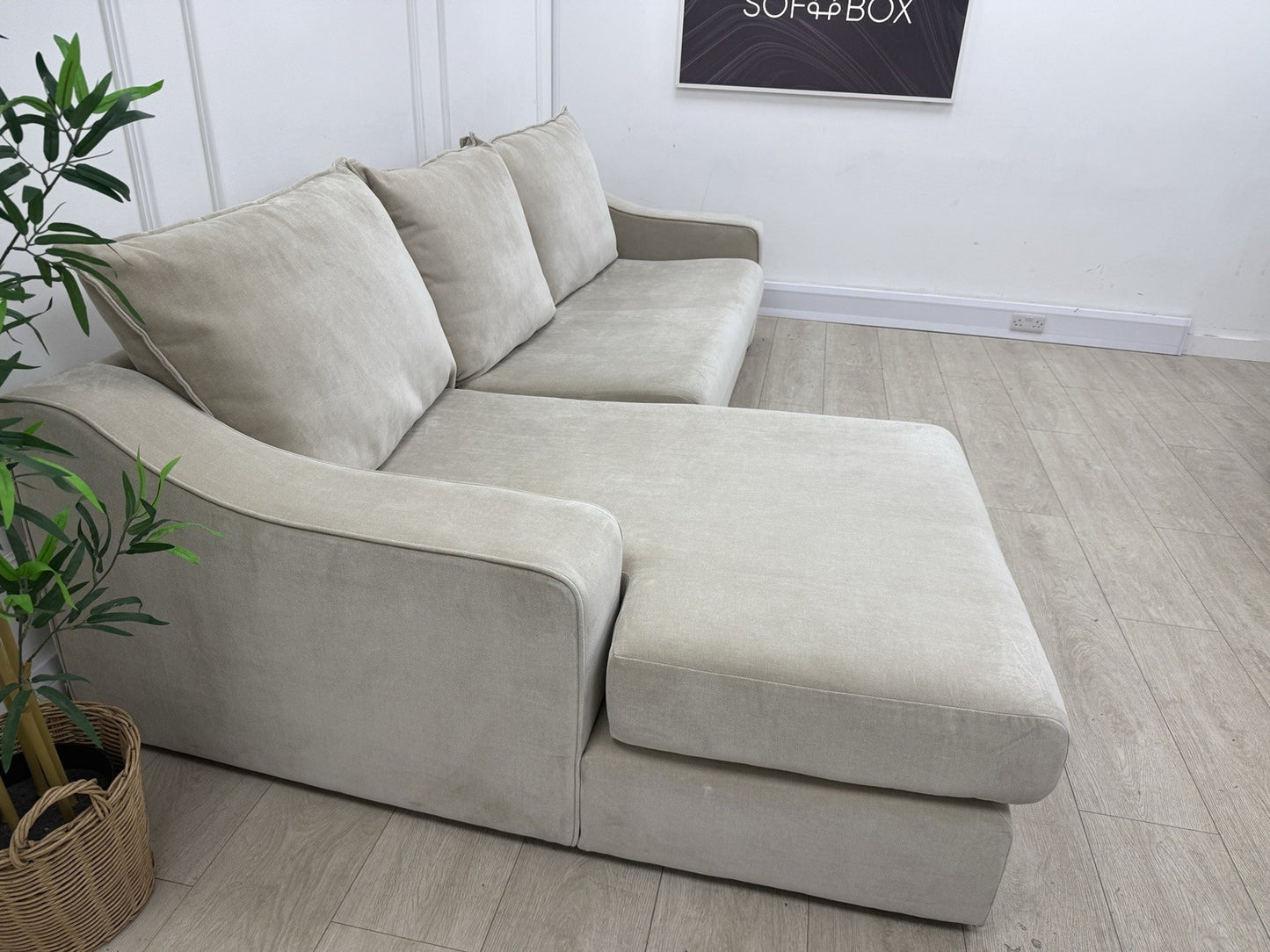 DFS Maura Left Hand Facing Large Chaise Sofa In Natural Fabric