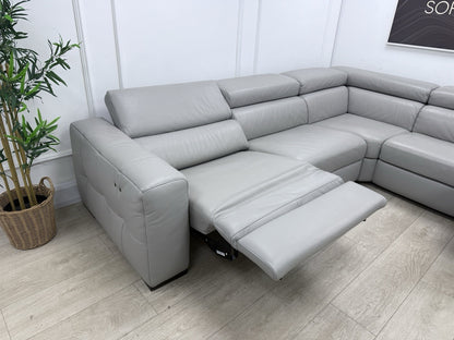 Natuzzi Click Modular Power Recliner Corner Sofa In Grey Leather