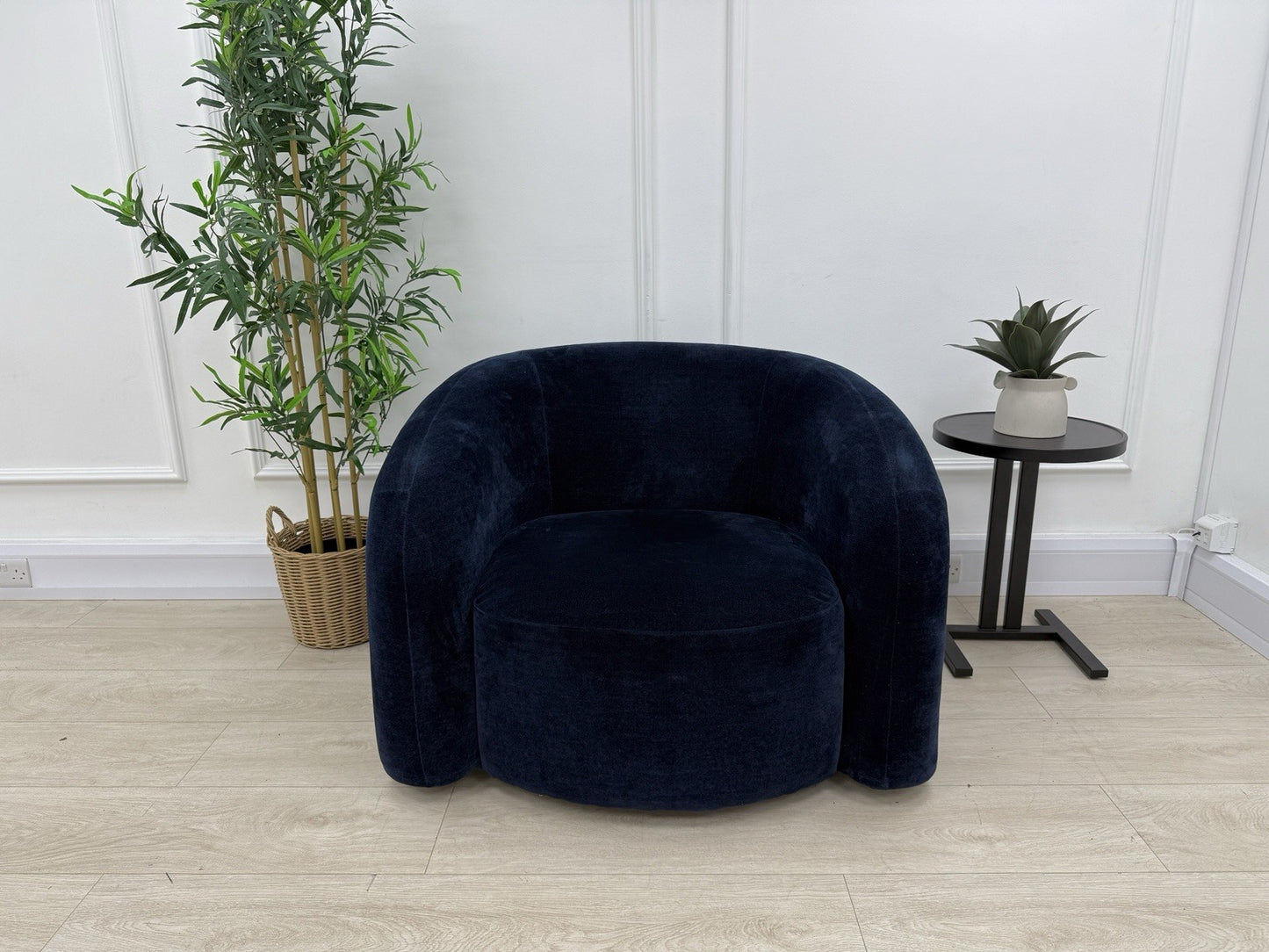 Sofology Dalston Fabric Swivel Chair In Navy