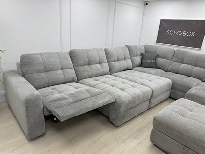DFS Steller Corner Sofa & Footstool In Mist Grey