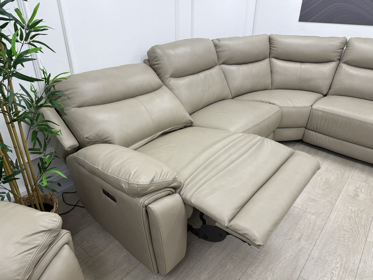 DFS Trek Power Recliner Corner Sofa In Taupe Leather