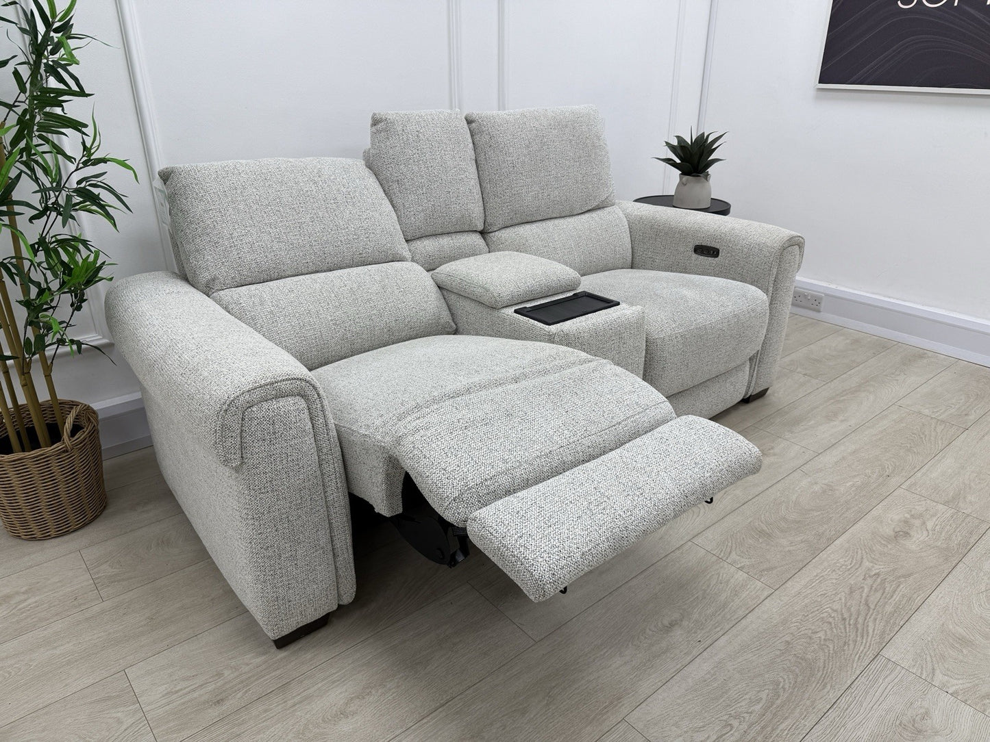 Furniture Village Nixon 2 Seater Power Recliner Sofa In Oyster Fabric
