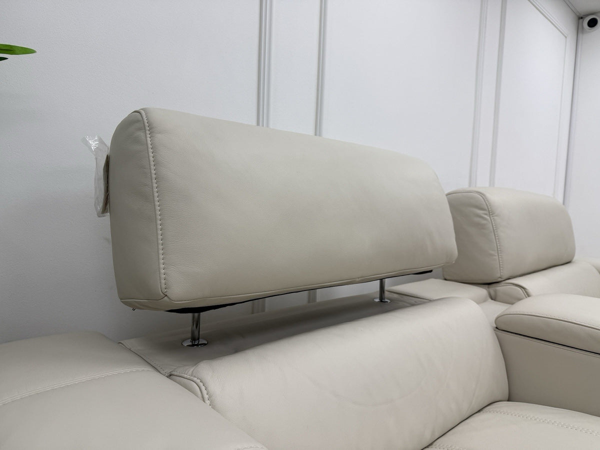 DFS Showcase Power Recliner 3 Seater Sofa With Smart Console Unit Frost Leather
