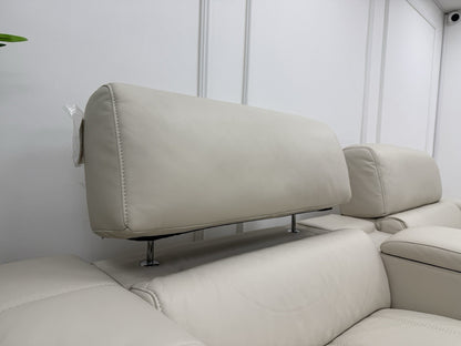 DFS Showcase Power Recliner 3 Seater Sofa With Smart Console Unit Frost Leather
