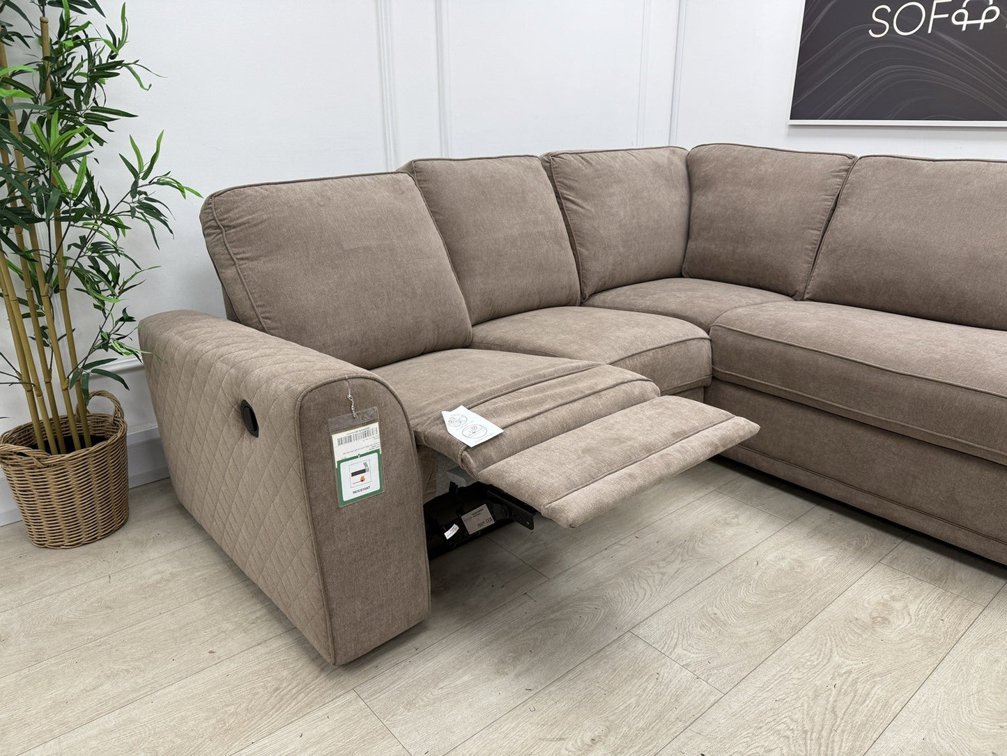 DFS Orka Manual Recliner Corner Sofa In Mocha Fabric