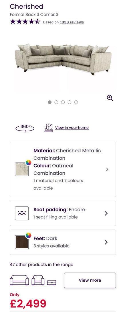 DFS Cherished Corner Sofa In Oatmeal